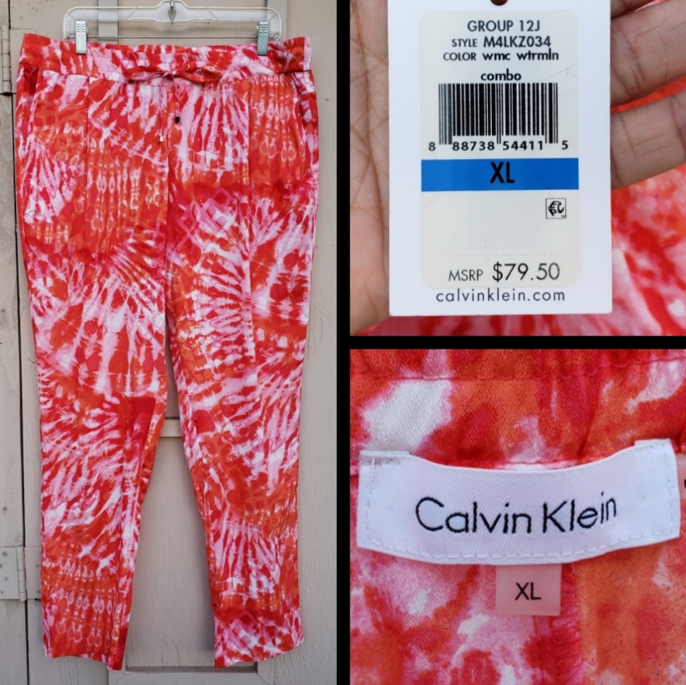$79.50 CALVIN KLEIN drawstring tie dye pants XL